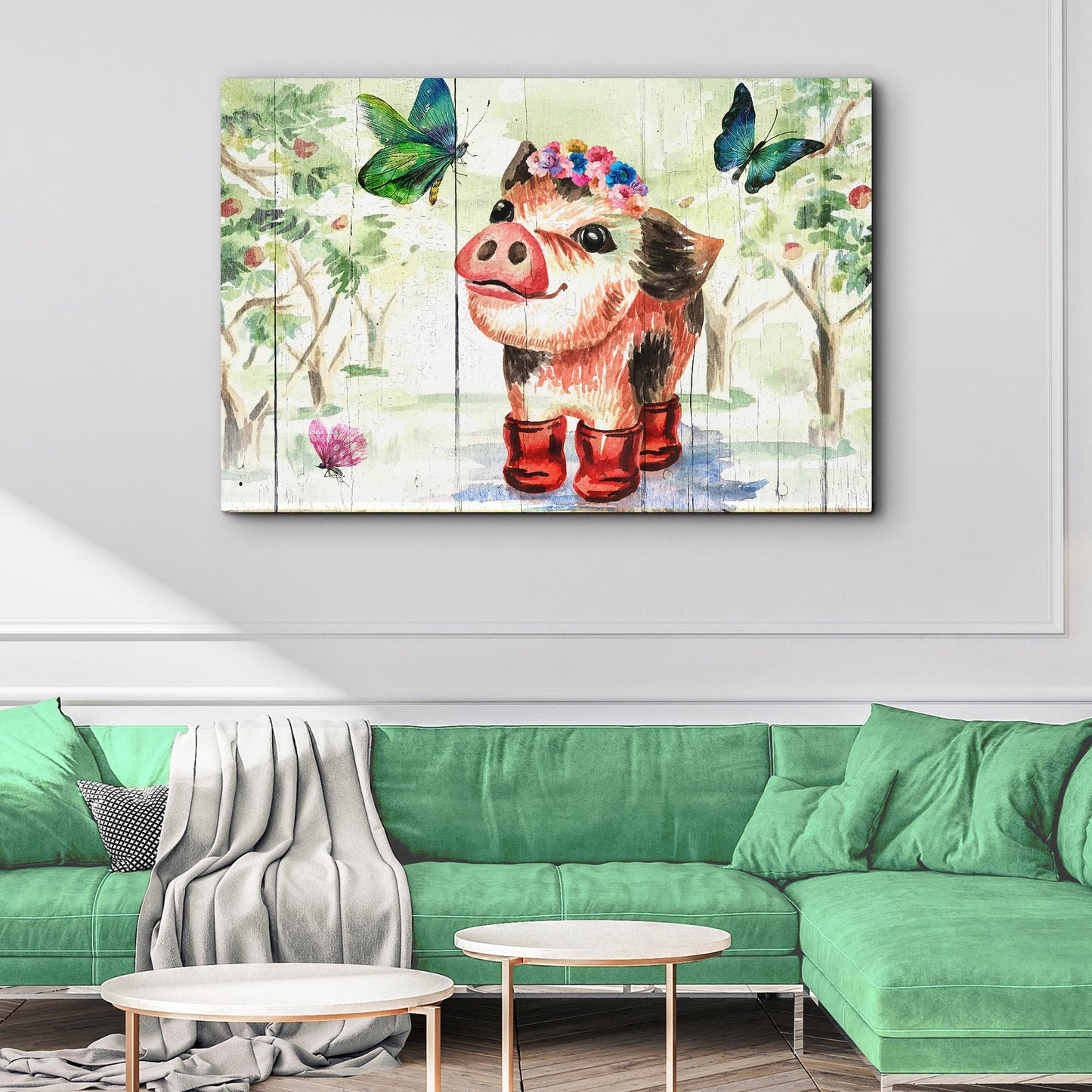 Cute Pig Canvas Wall Art