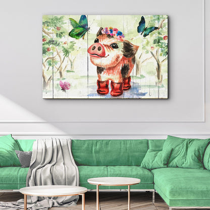 Cute Pig Canvas Wall Art