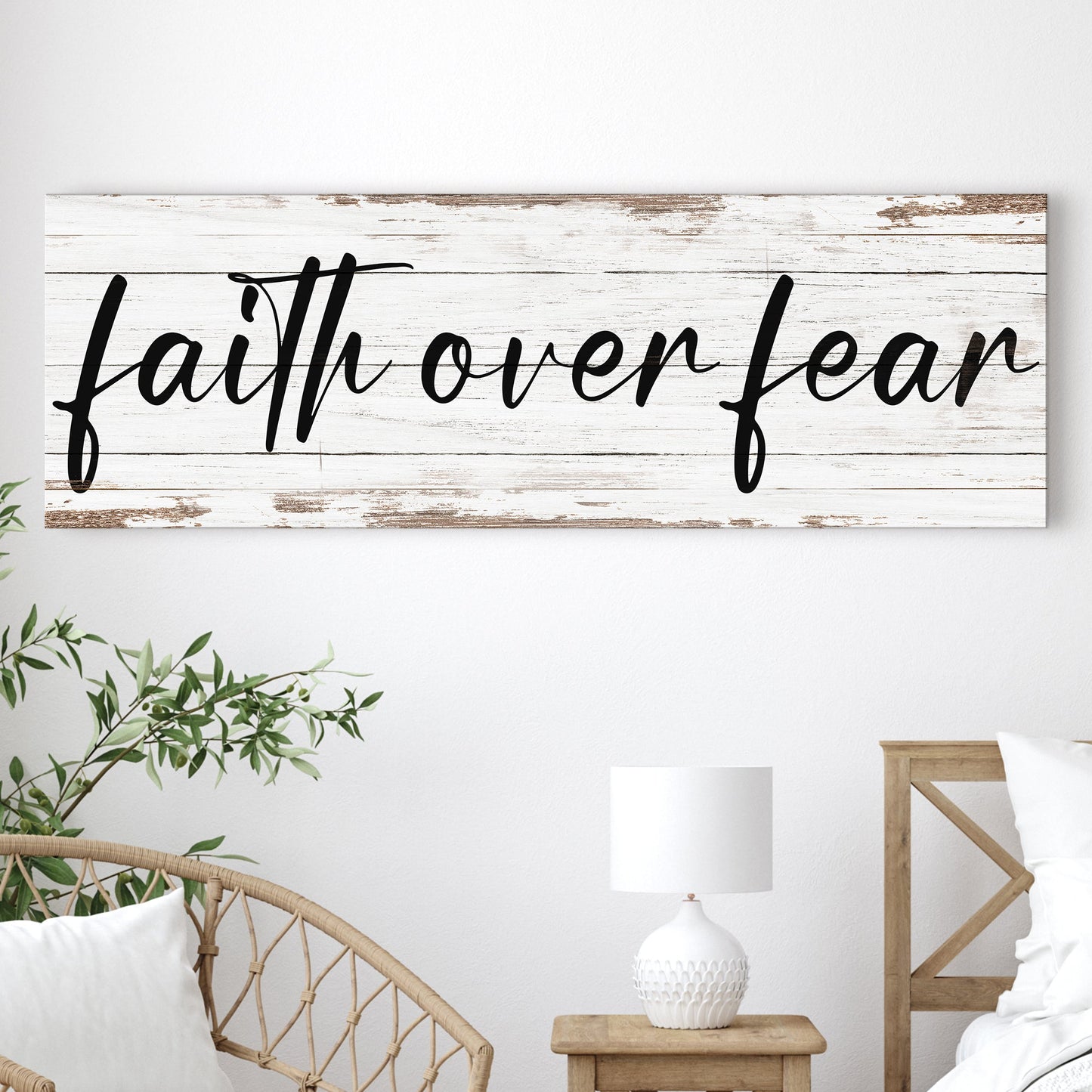 Faith Over Fear Canvas Wall Art Sign III