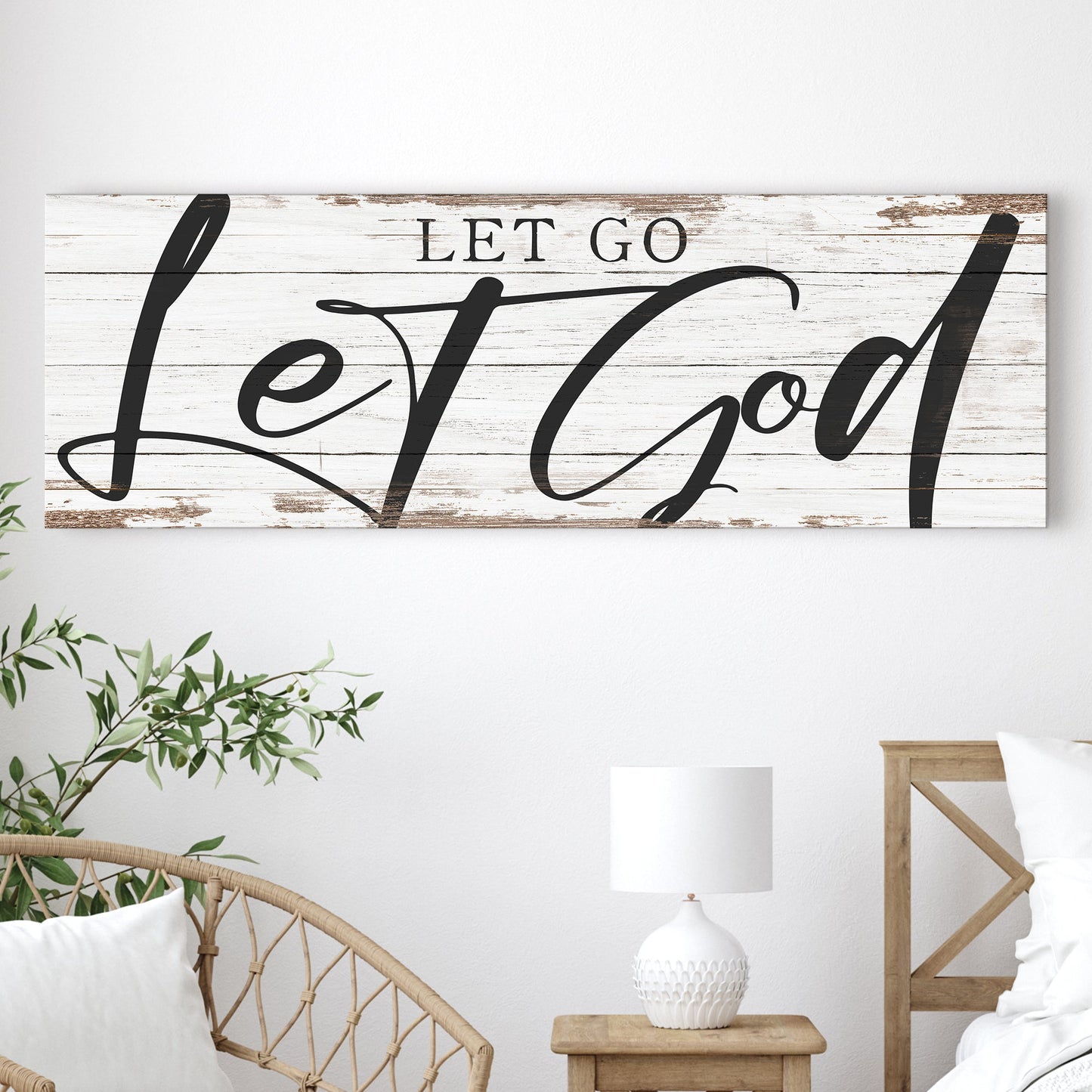 Let Go and Let God Christian Canvas Wall Art