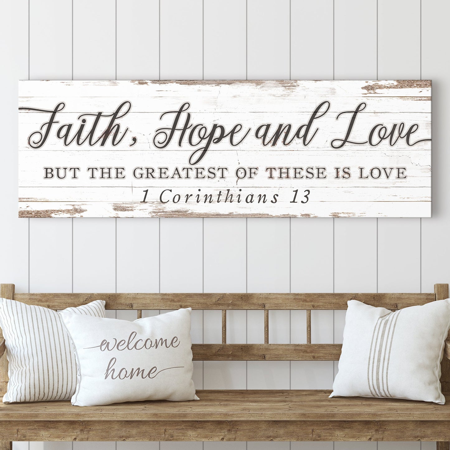 Faith Hope and Love 1 Corinthians 13 Faith Canvas Sign III