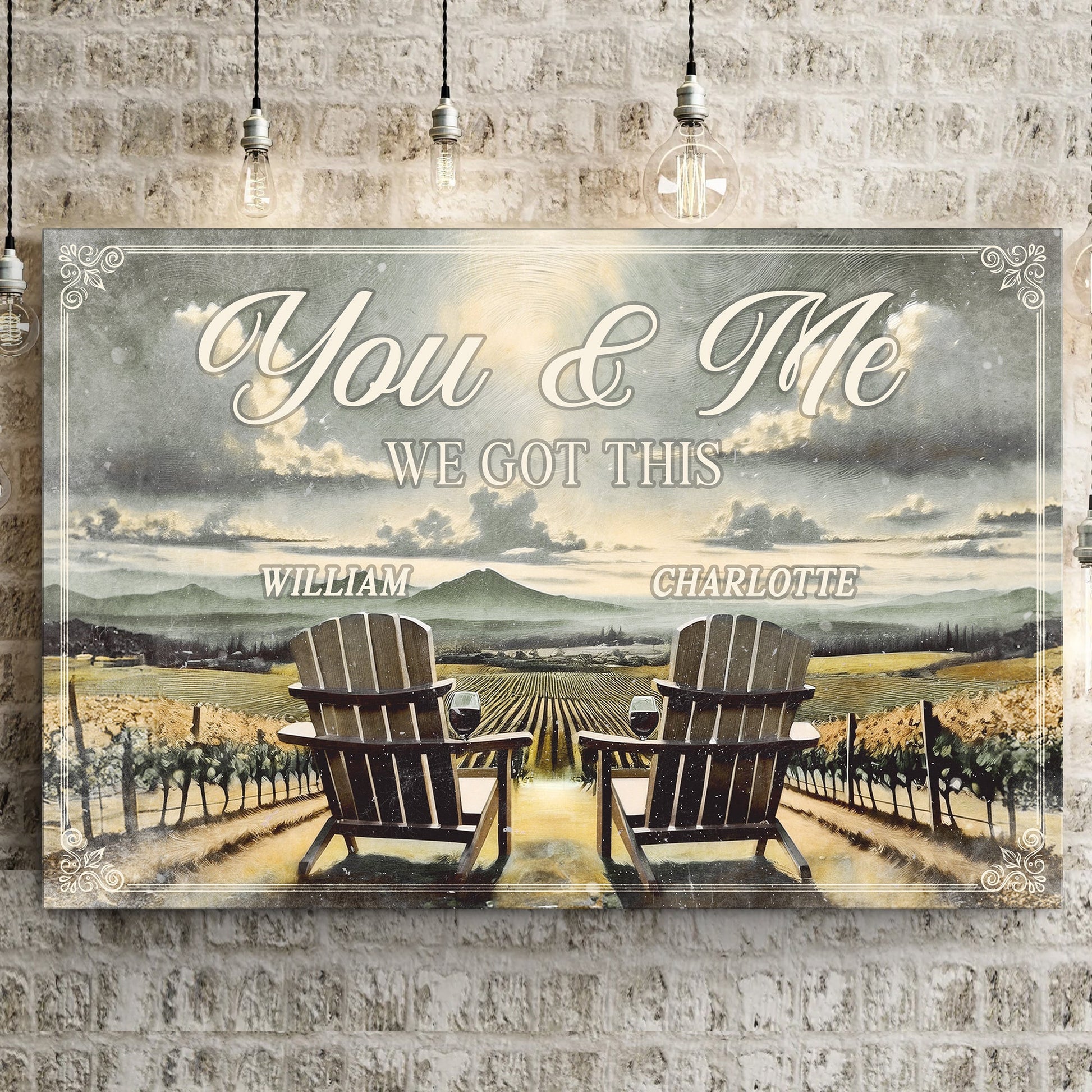 We Got This couple vineyard canvas wall art, wine country romantic sign for dining room