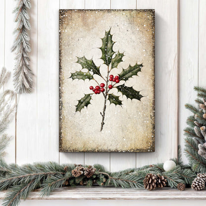 Christmas Holly Wall Art Canvas Print