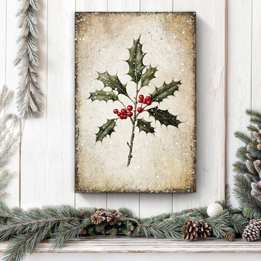 Christmas Holly Wall Art Canvas Print