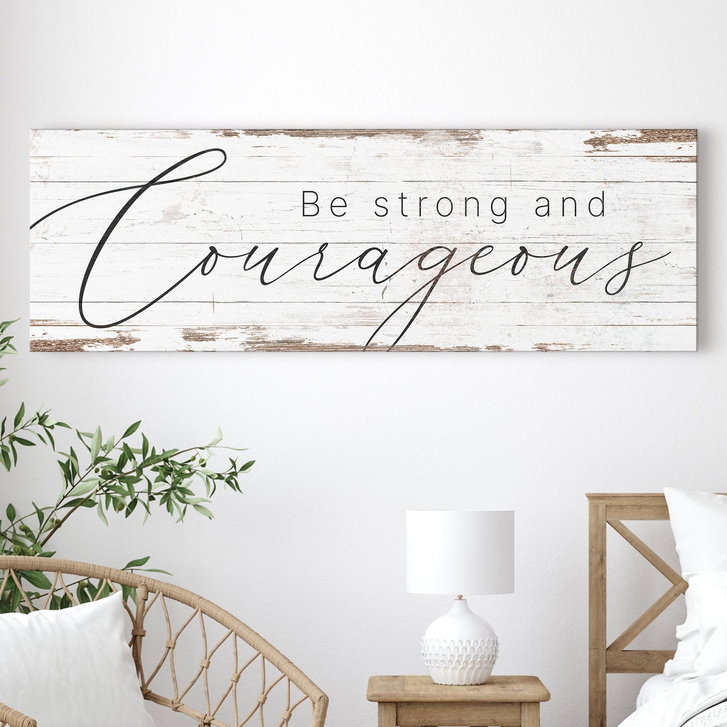 Be Strong And Courageous Faith Sign Canvas Wall Art