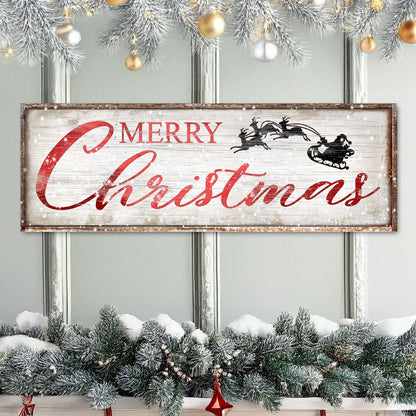 Vintage Merry Christmas canvas wall art sign with holiday typography