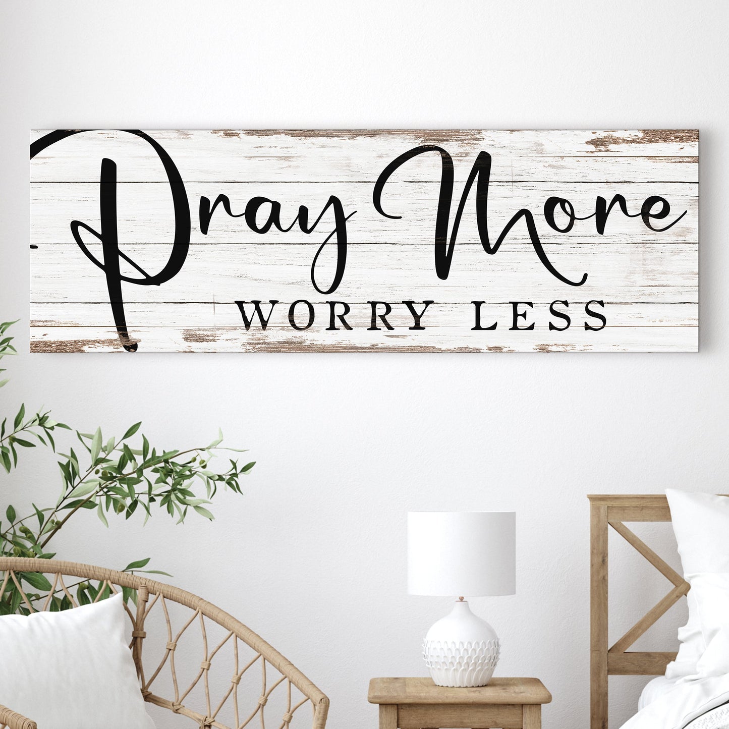 Pray More Worry Less Faith Canvas Wall Art III