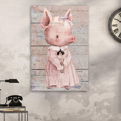 Piglet in a Pink Dress canvas shown in a styled room setting, view 3