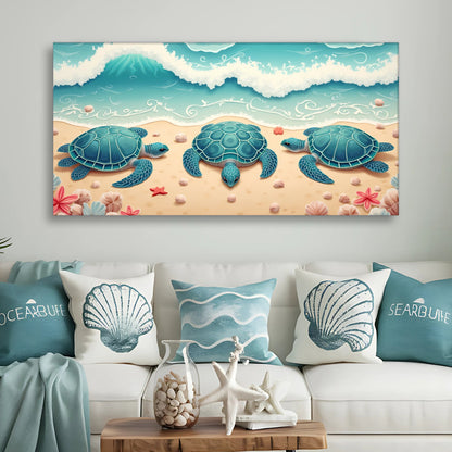 3D layered coastal canvas wall art