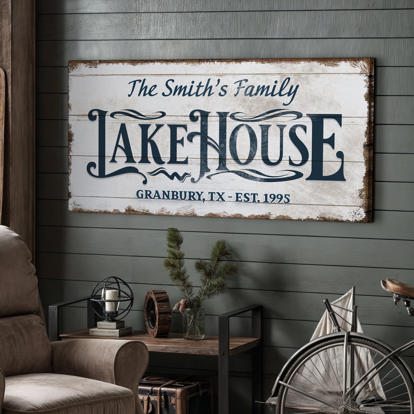 Lake House Wall Art Canvas Sign