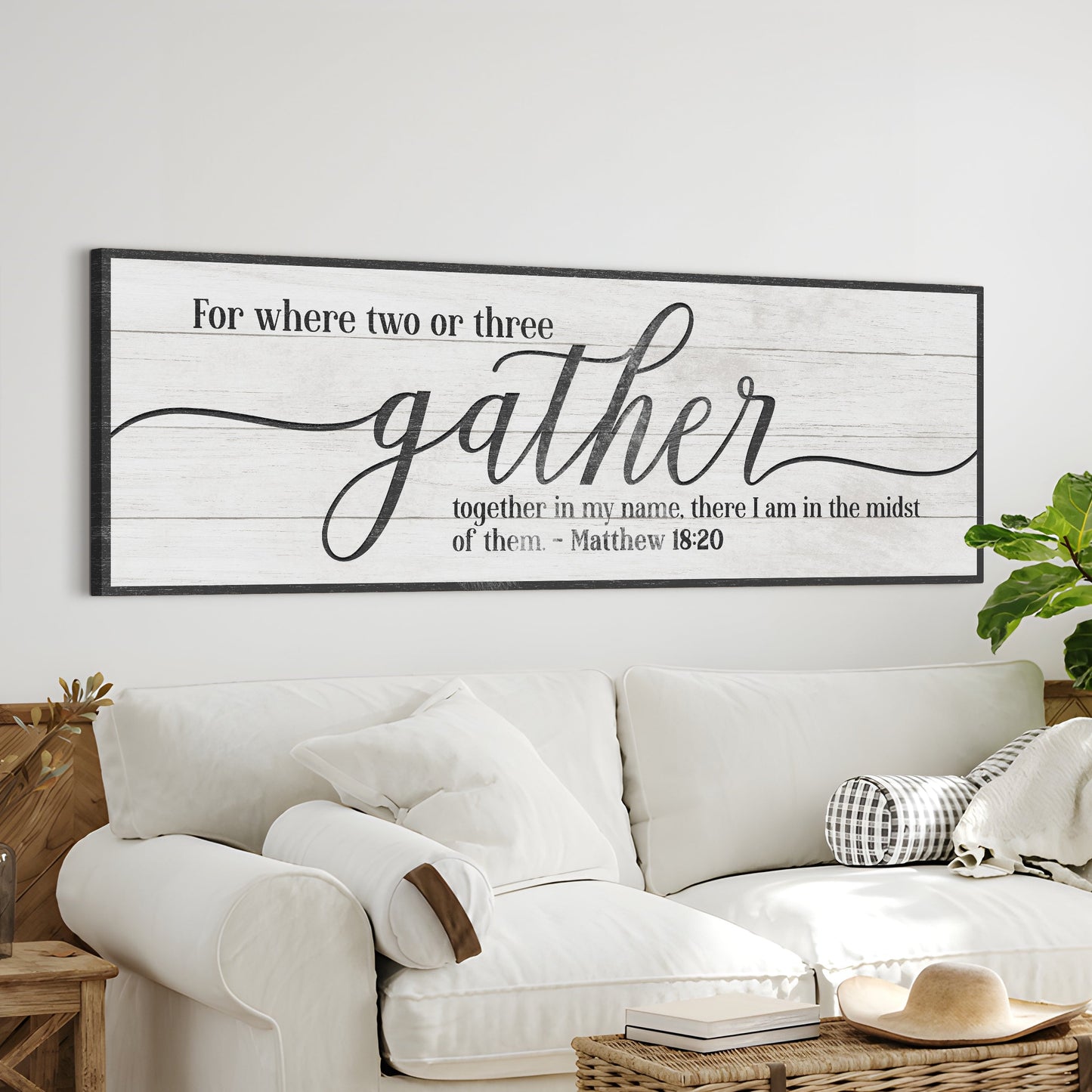 Gather Canvas Wall Art Sign - Vertical