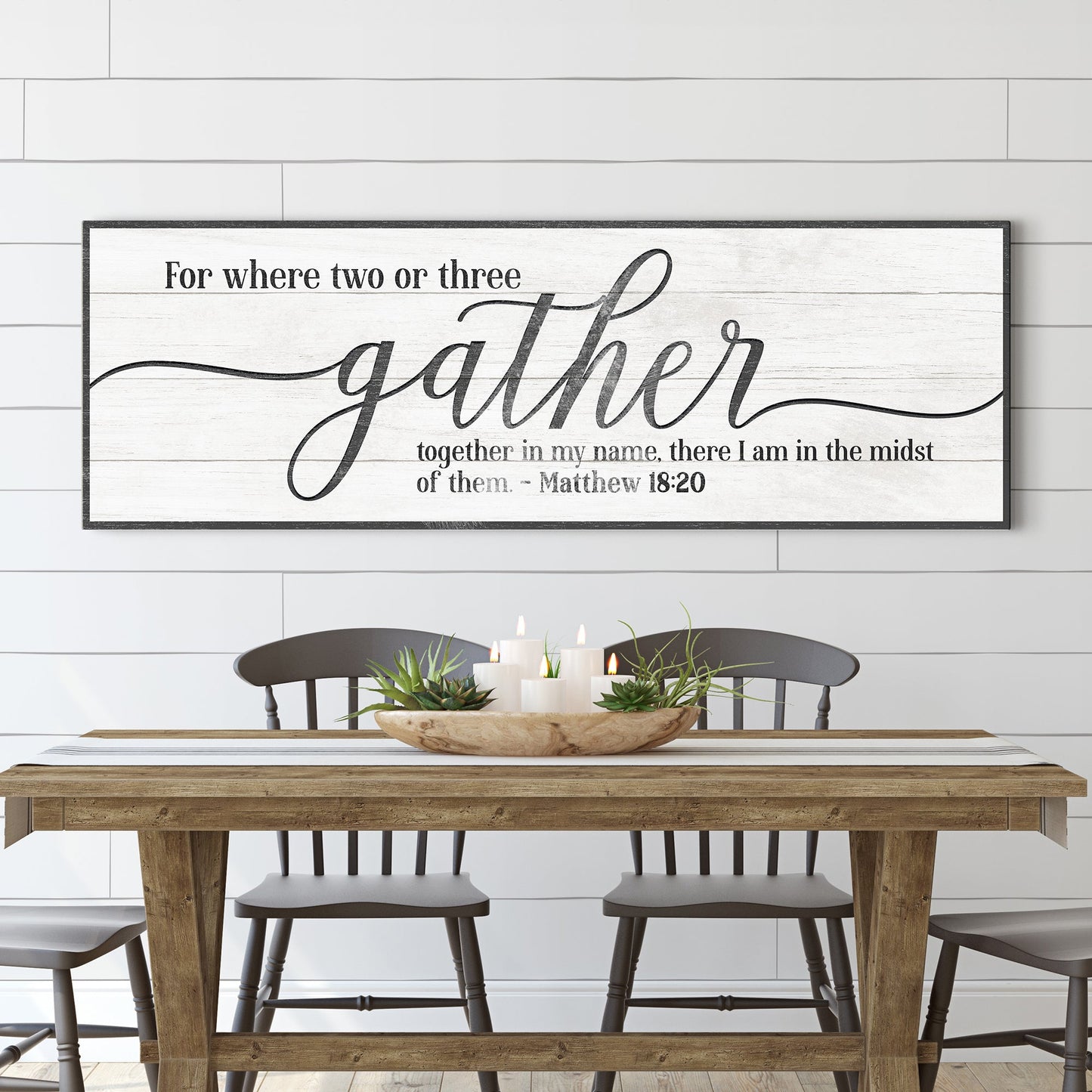 Vertical Gather canvas wall art sign for entryway or hallway farmhouse decor