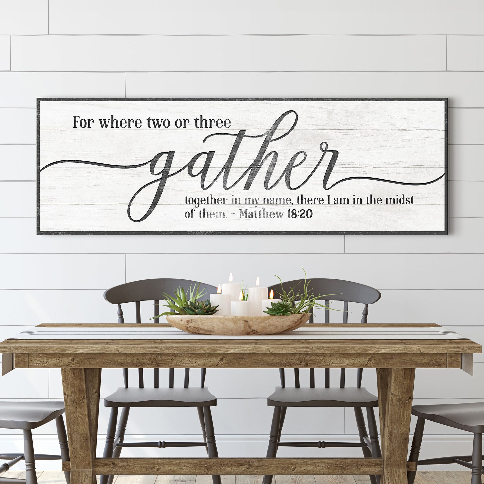 Vertical Gather canvas wall art sign for entryway or hallway farmhouse decor