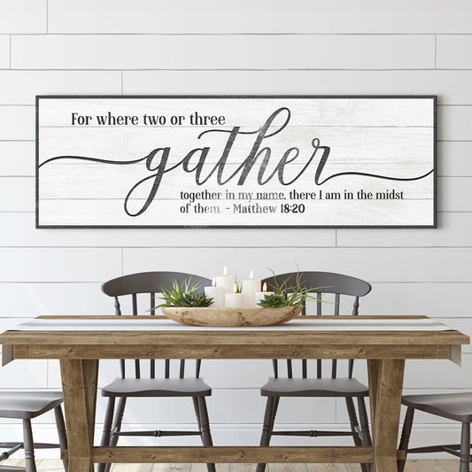 Vertical Gather canvas wall art sign for entryway or hallway farmhouse decor