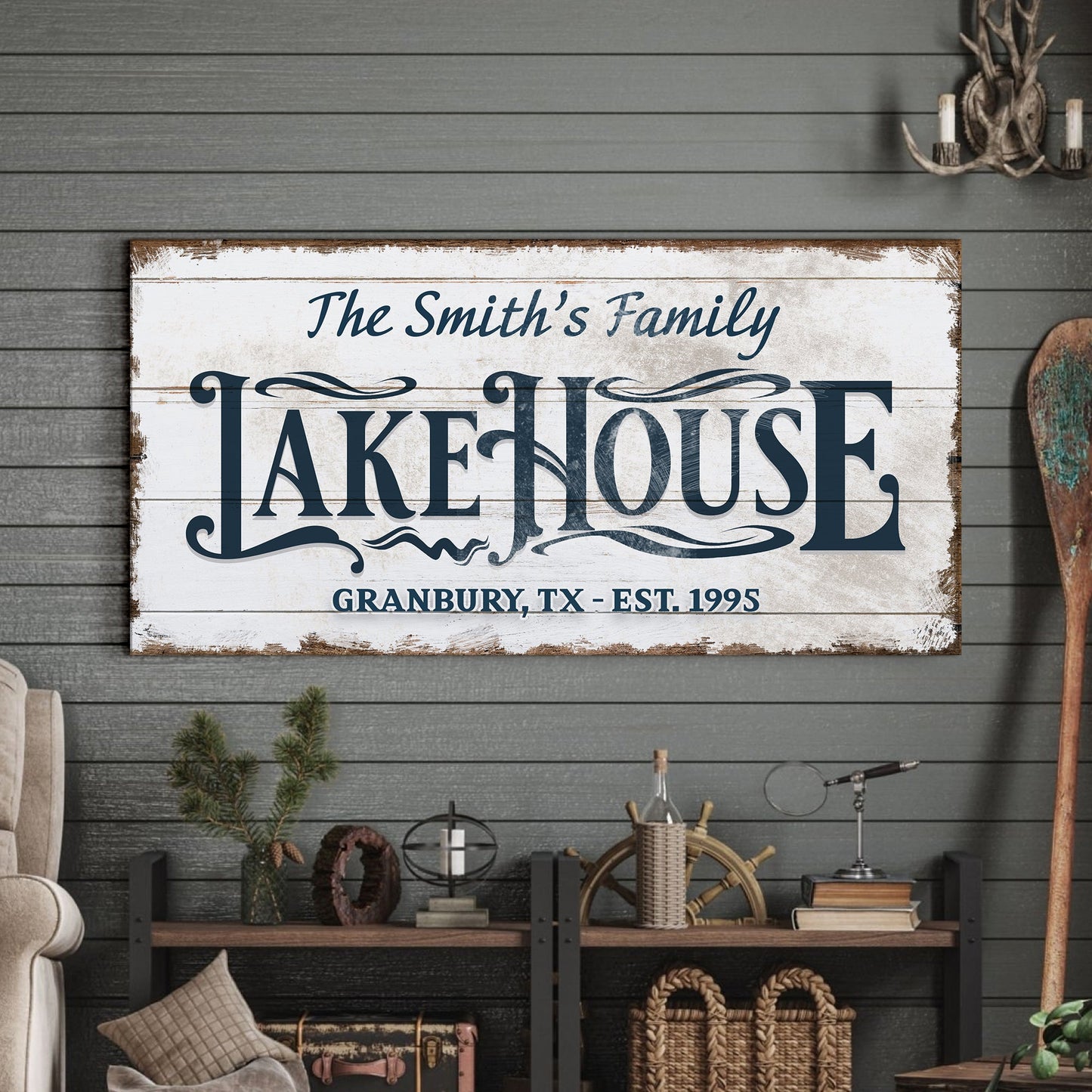 Lake House Wall Art Canvas Sign