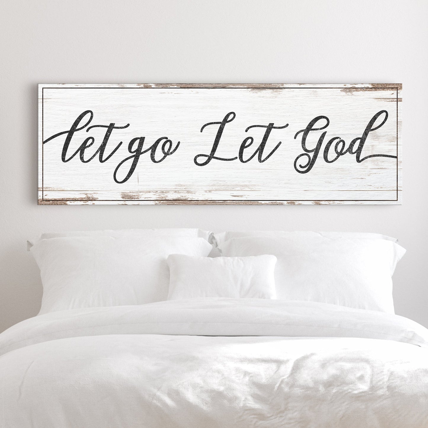 Let Go Let God faith canvas sign IV with calming vertical typography for living room decor