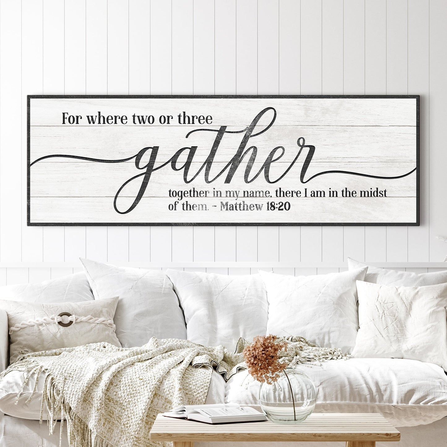 Gather Canvas Wall Art Sign - Vertical
