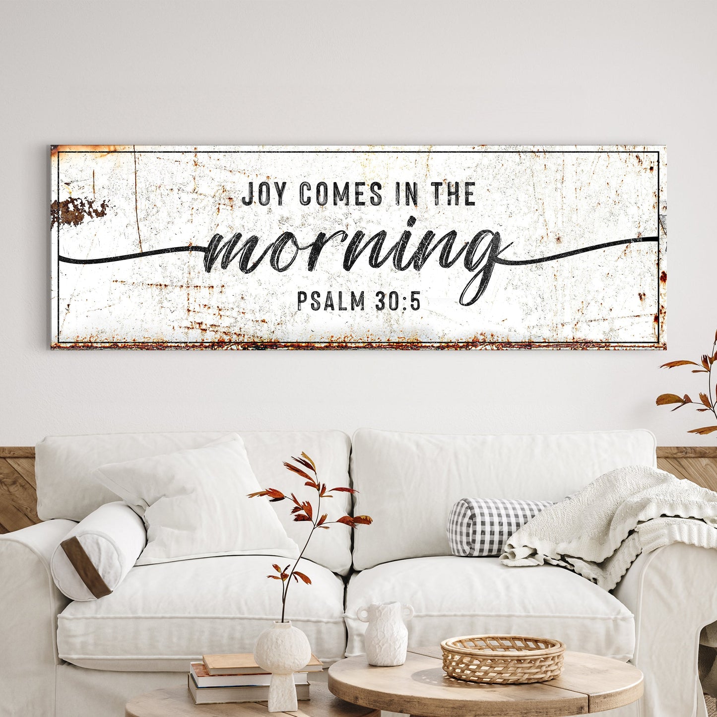 Joy Comes in the Morning Faith Canvas Sign