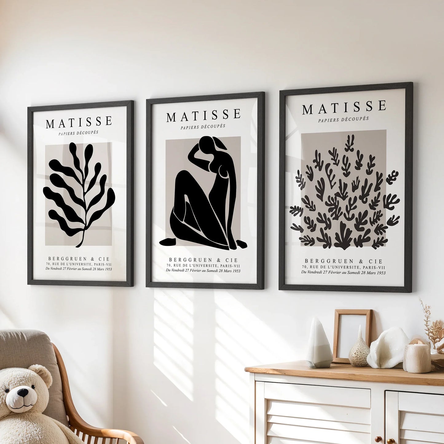 Modern Cut-Out Figure and Botanical Wall Art Set of 3