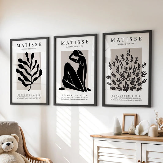 Modern Cut-Out Figure and Botanical Wall Art Set of 3