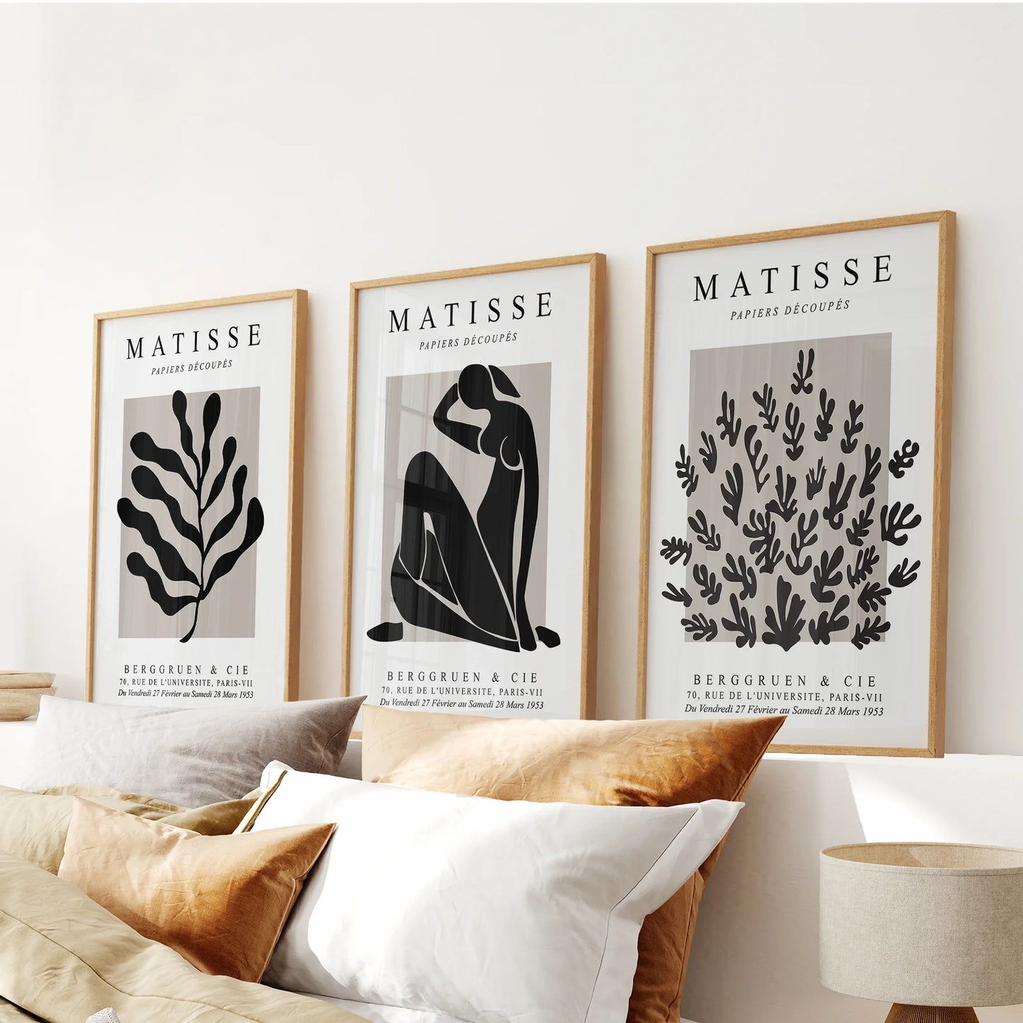 Modern cut-out figure and botanical wall art set of 3