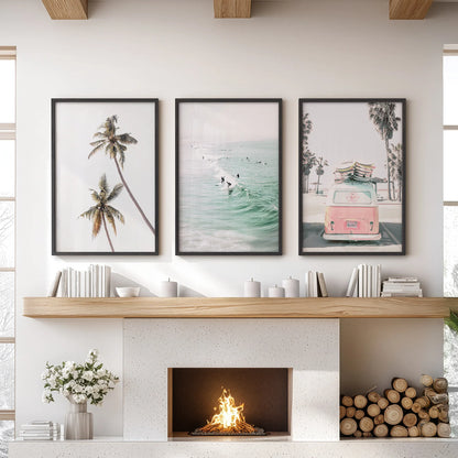 Tropical Beach Surf Wall Art Set, 3 Piece Coastal Prints