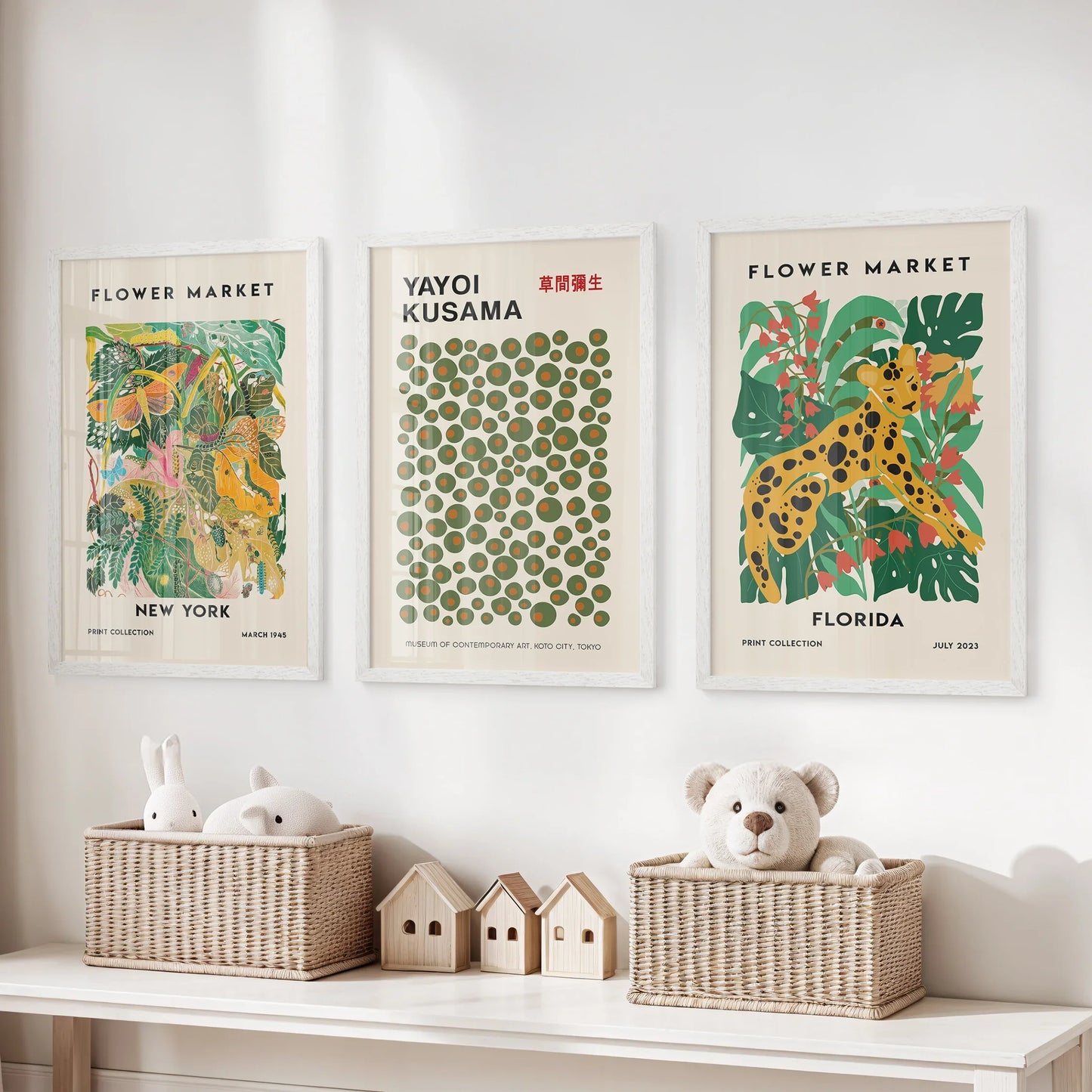 Flower Market Wall Art Set of 3 Modern Tropical Prints