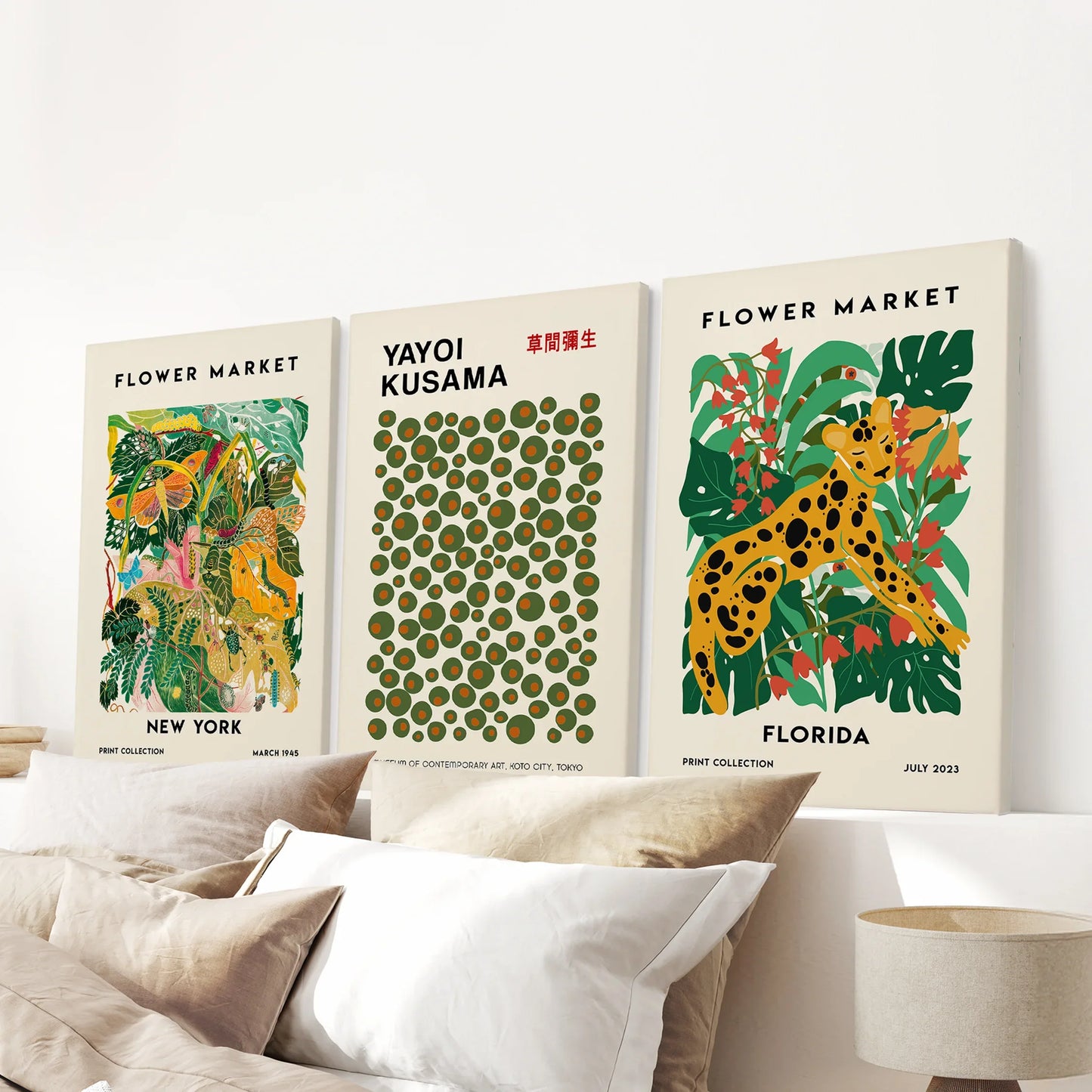 Flower Market Wall Art Set of 3 Modern Tropical Prints