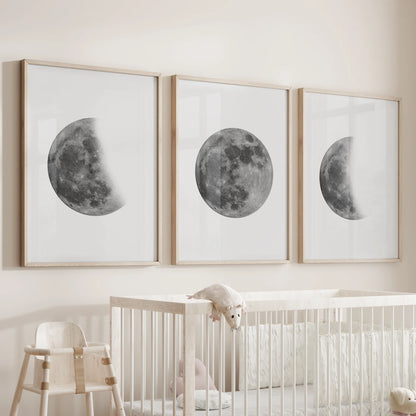 Moon Phases Wall Art Set of 3 (Unframed)
