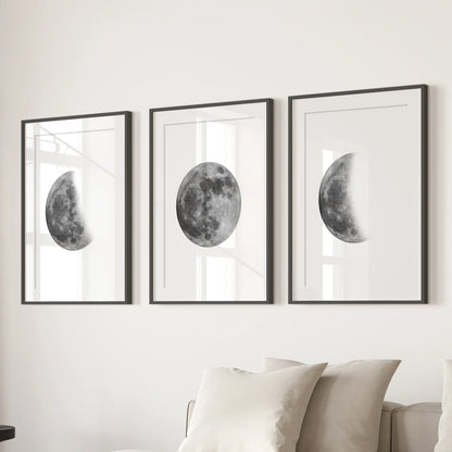 Moon Phases Wall Art Set of 3 (Unframed)