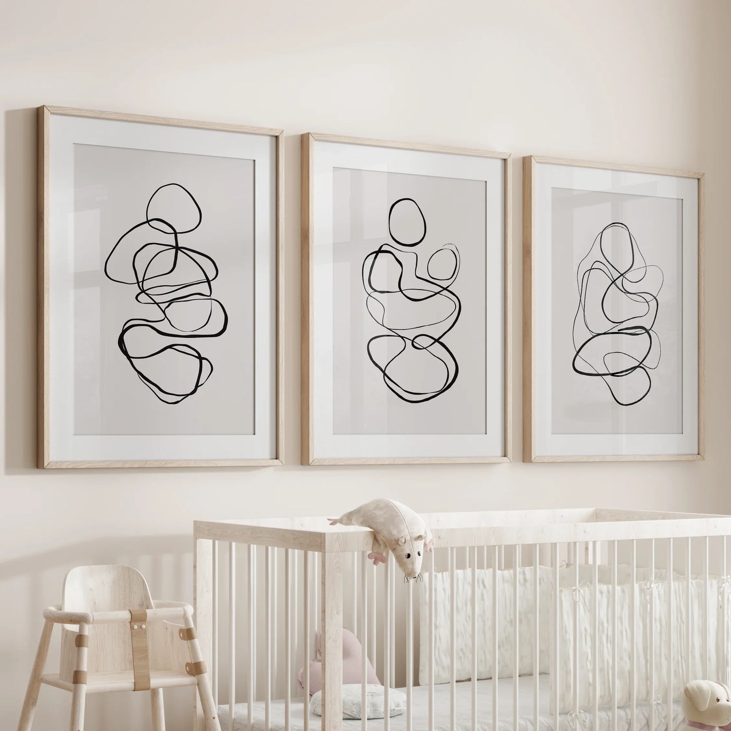 Abstract Figure Line Art Wall Art Set of 3 Minimalist Prints