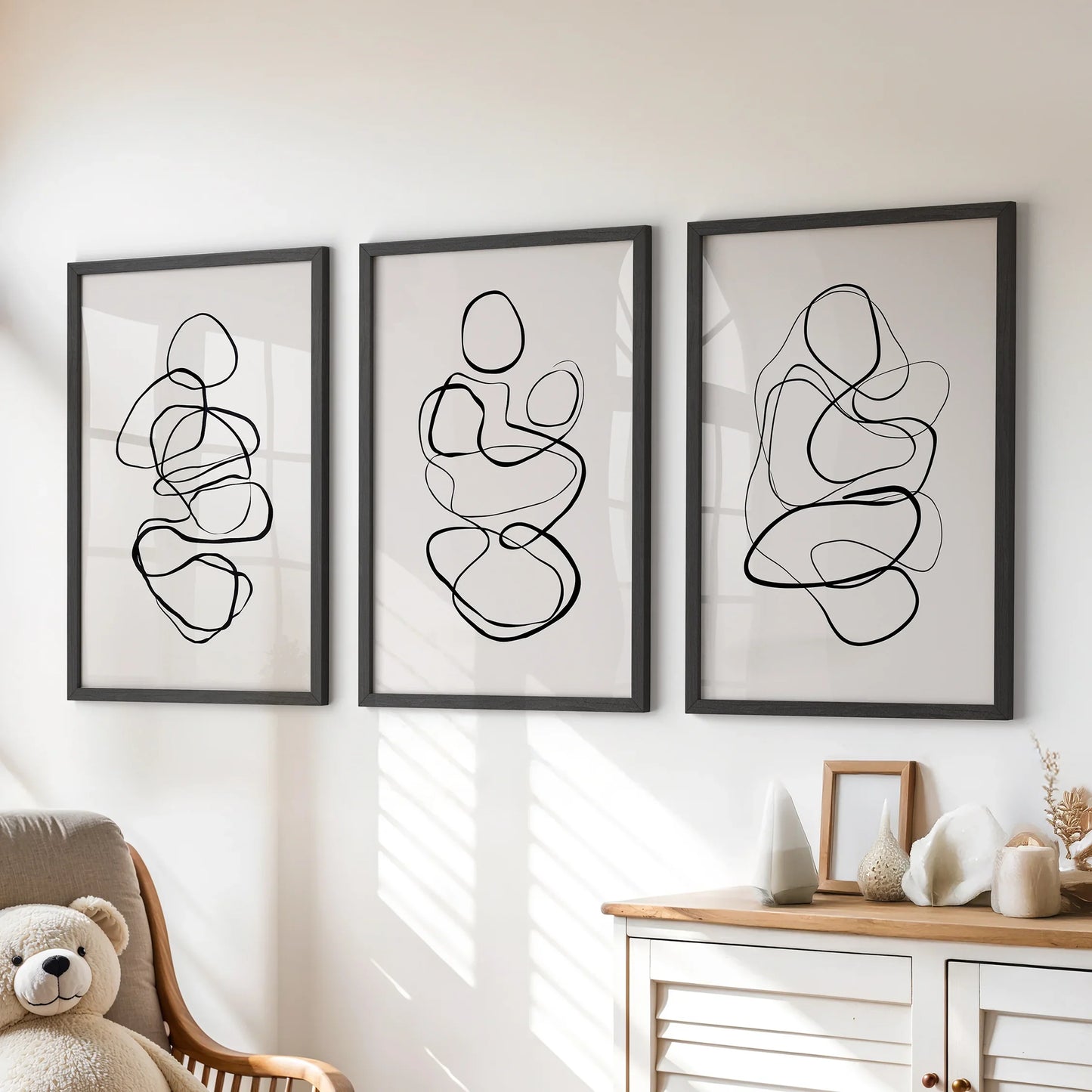 Abstract Figure Line Art Wall Art Set of 3 Minimalist Prints