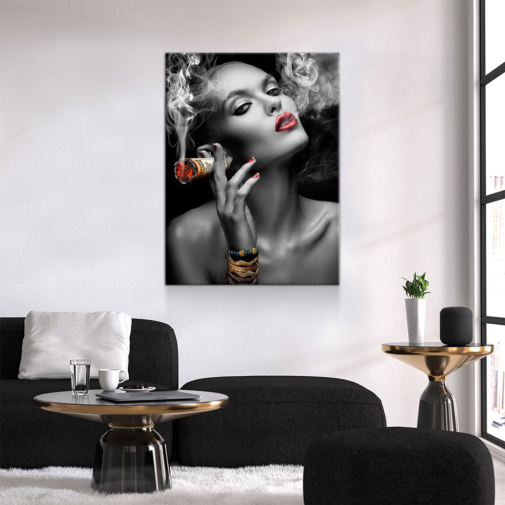 Money To Burn canvas wall art, bold statement decor
