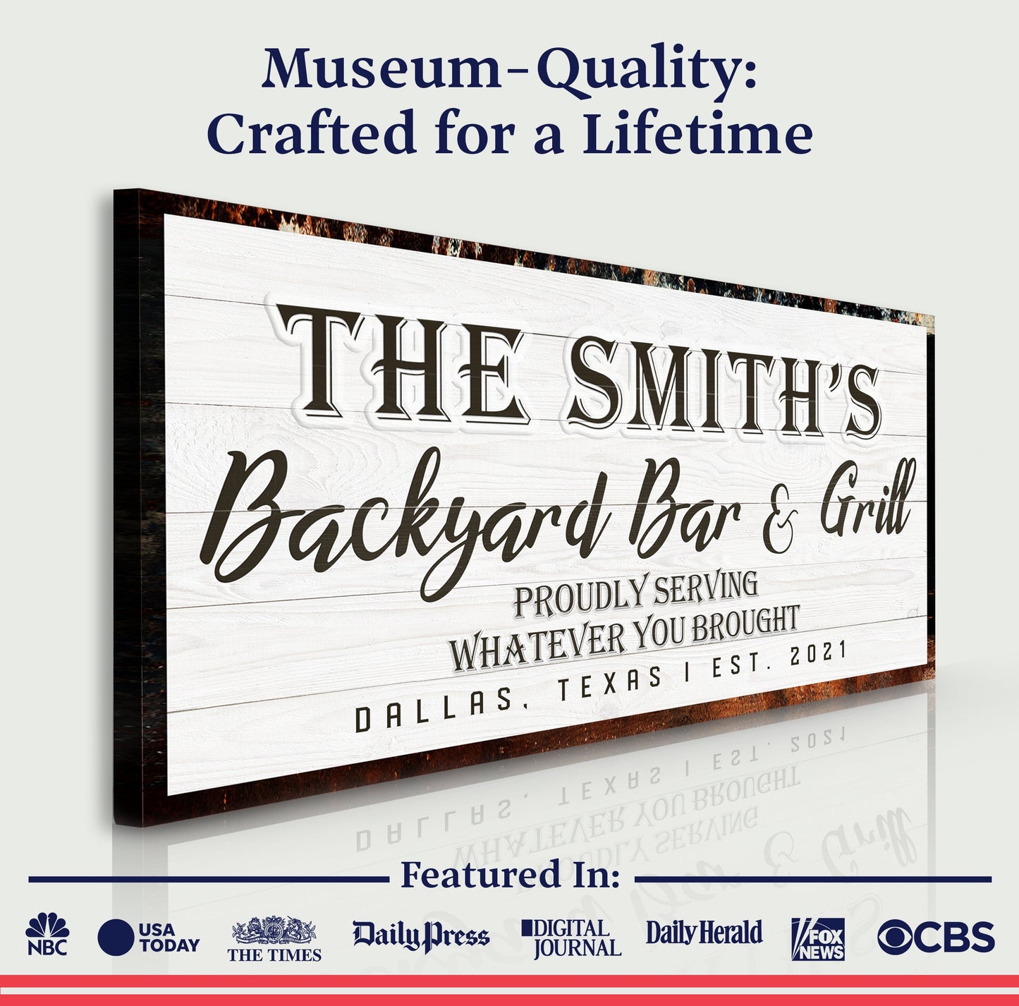 Backyard Bar and Grill Canvas Sign Rustic Charm