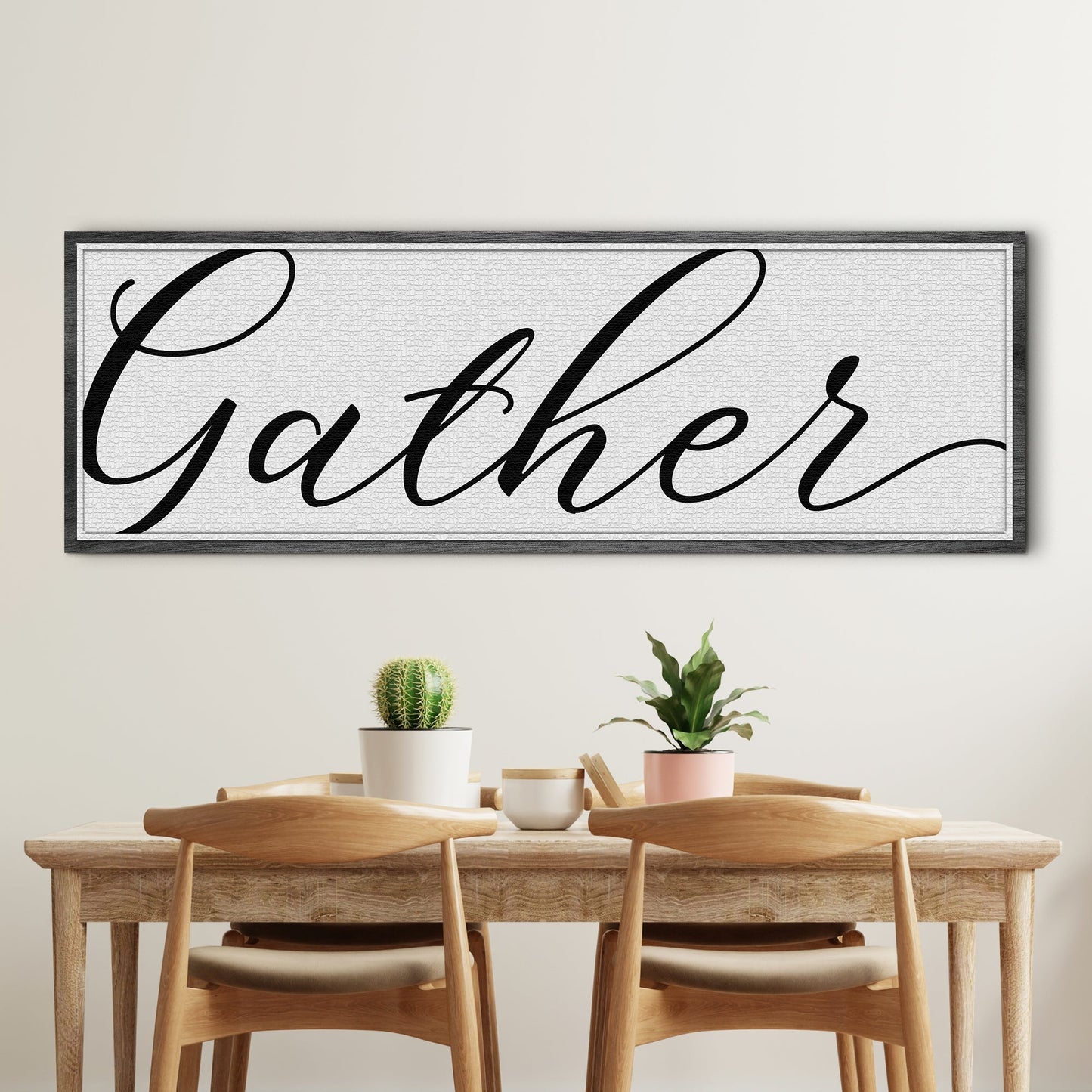 Vertical farmhouse Gather canvas wall art sign for entryways and dining spaces