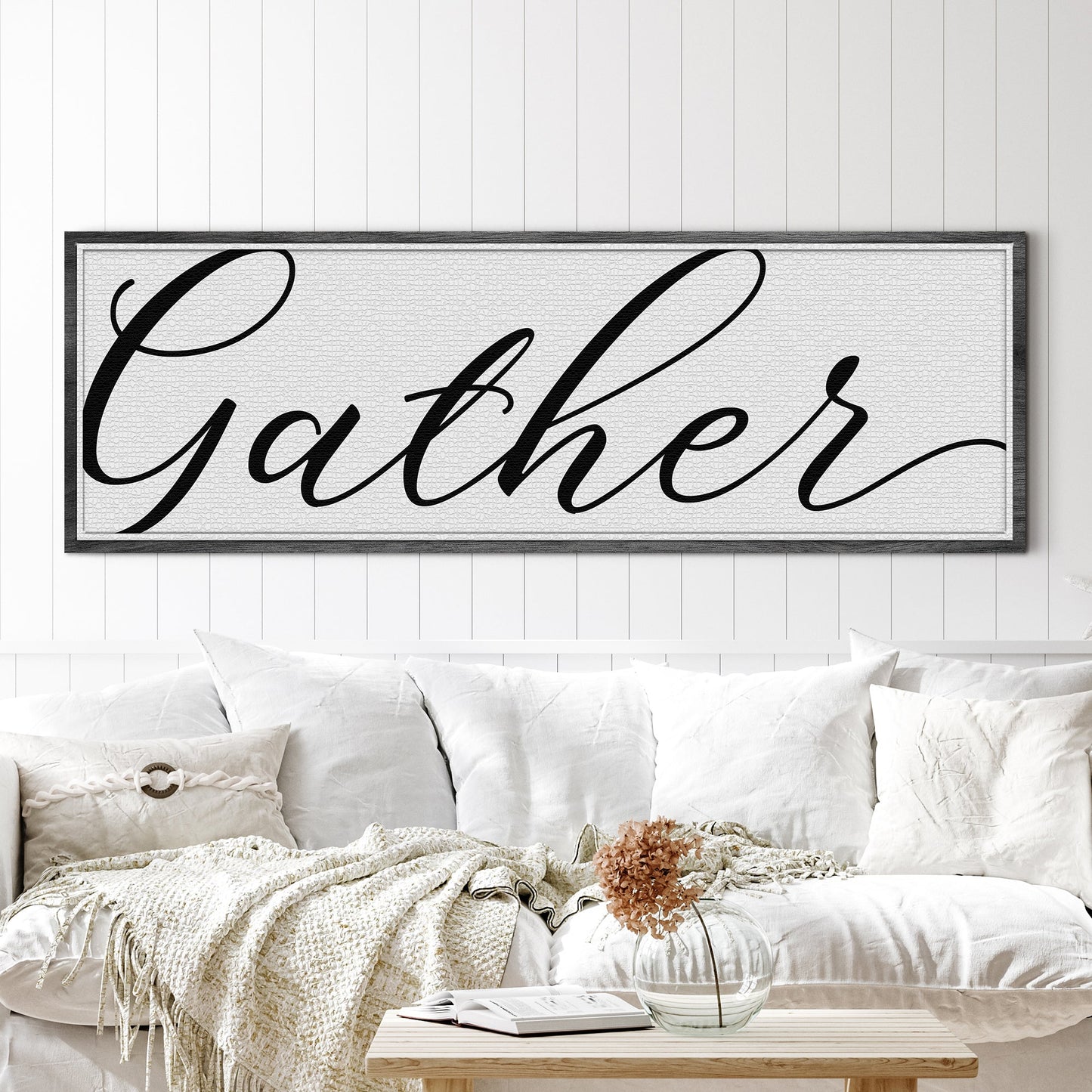 Gather Sign Canvas Wall Art - Vertical Farmhouse