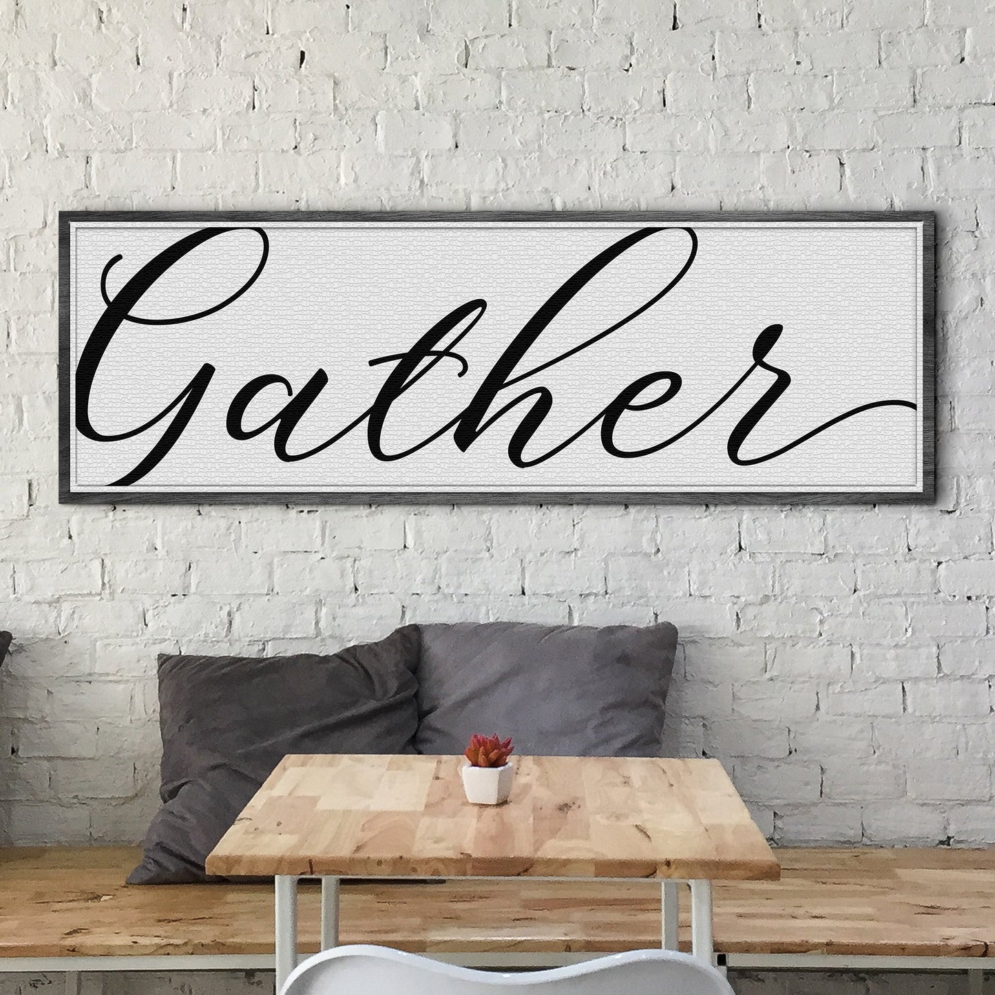 Gather Sign Canvas Wall Art - Vertical Farmhouse