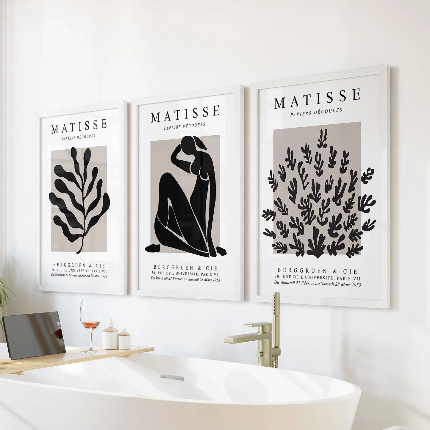 Modern Cut-Out Figure and Botanical Wall Art Set of 3