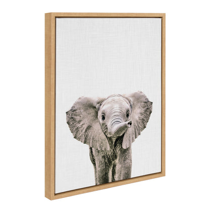 Baby elephant in color framed canvas wall art for a nursery