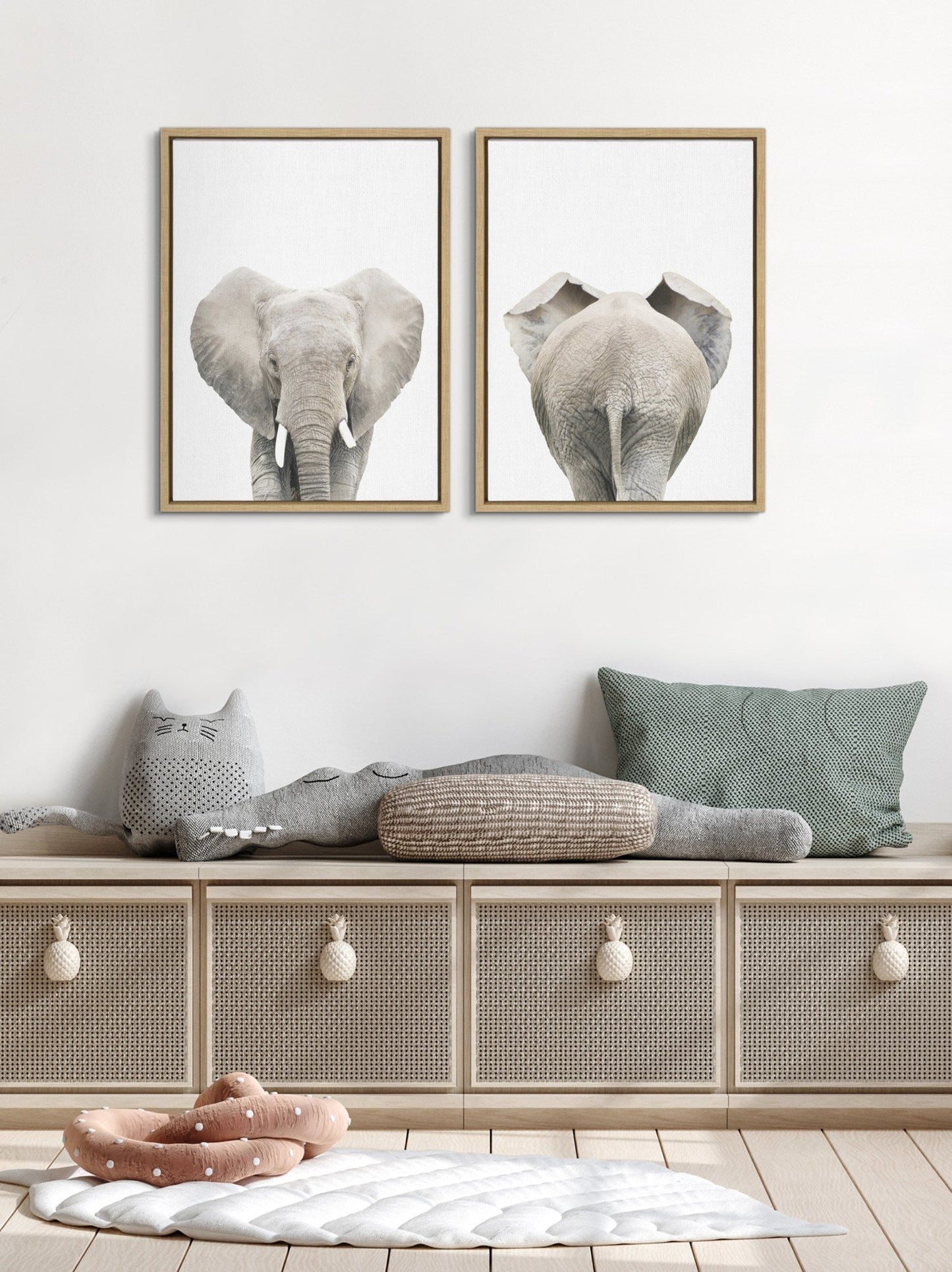 Elephant Front and Back Framed Canvas Art Set