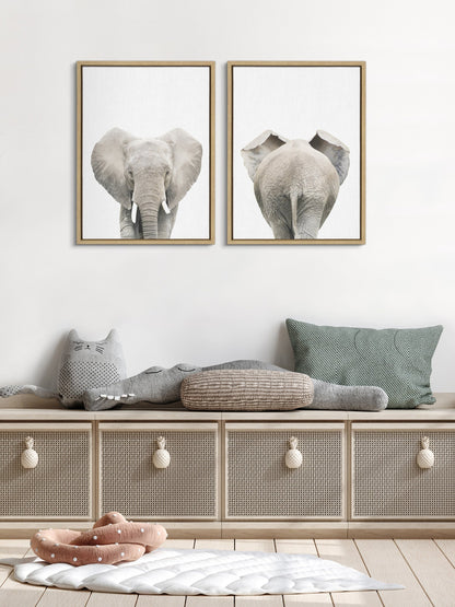 Sylvie Elephant Front and Back Framed Canvas Set by Amy Peterson Art Studio