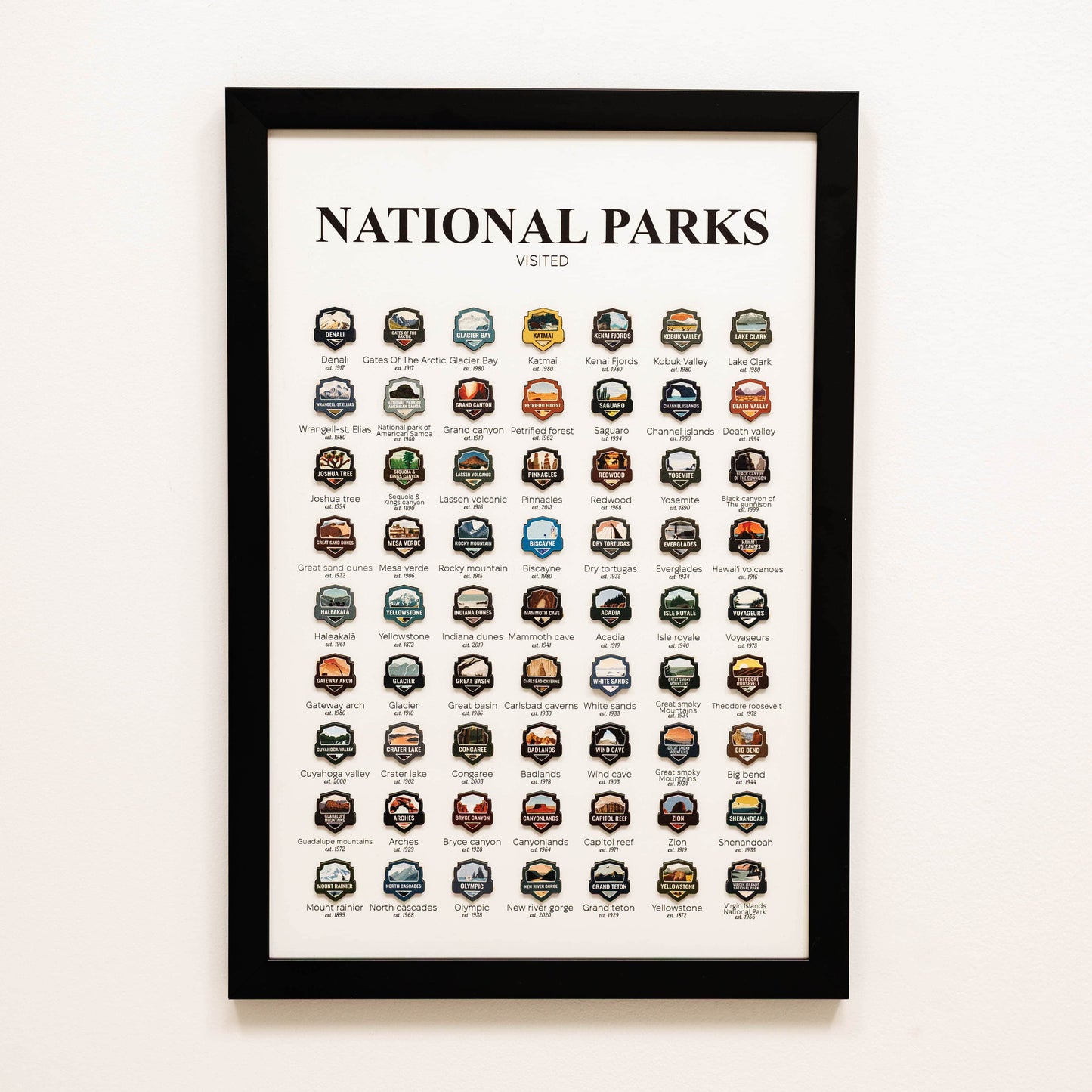 US National Parks Travel Tracker Poster Wall Art