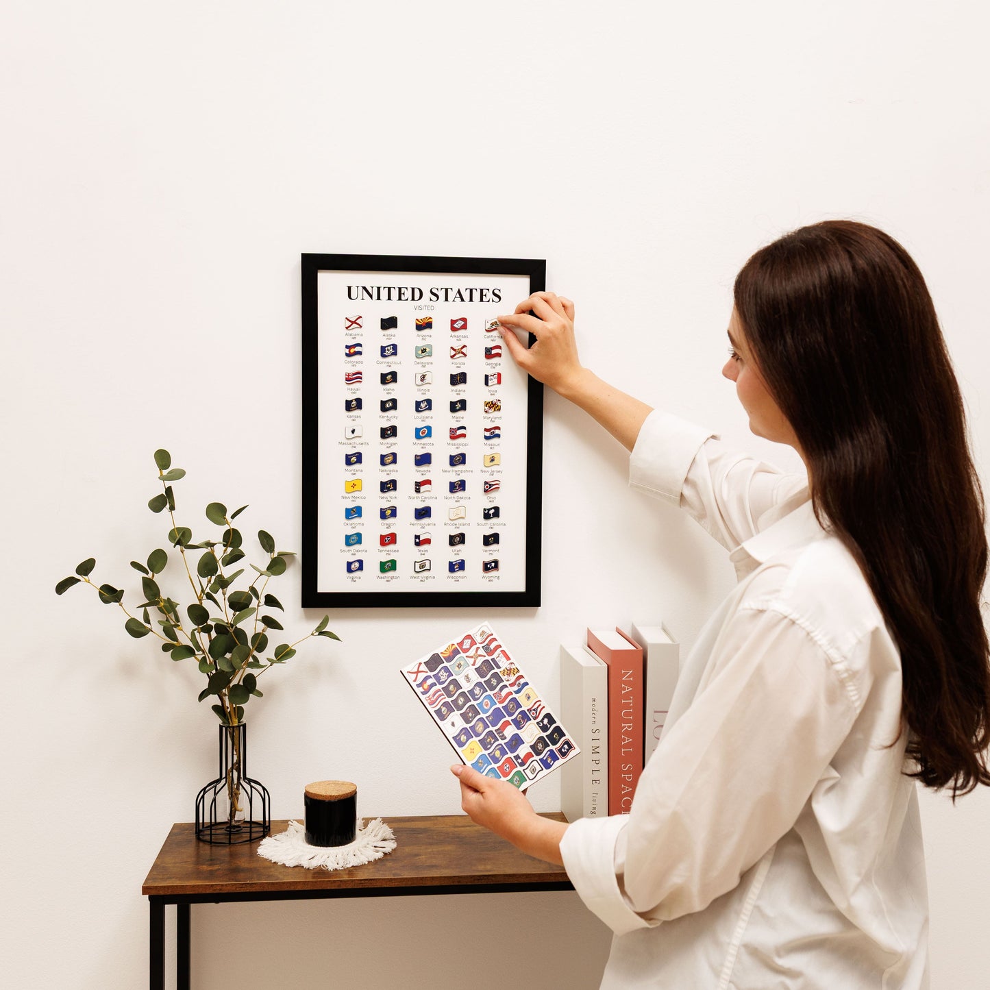 US States Travel Tracker Poster Wall Art