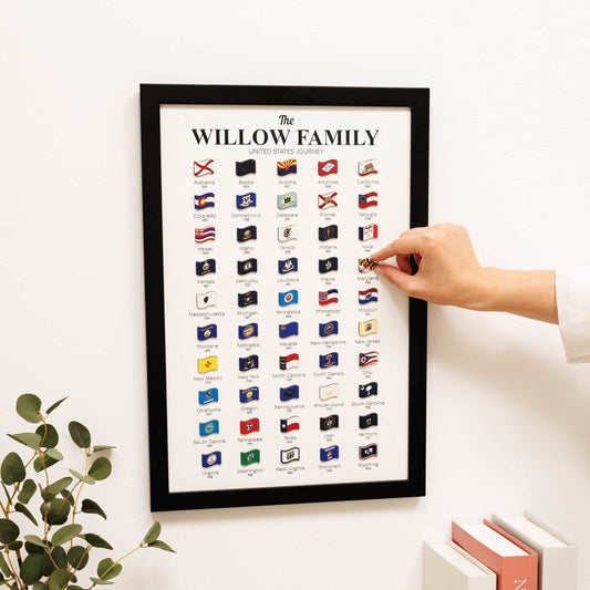 US States Travel Tracker Poster Wall Art