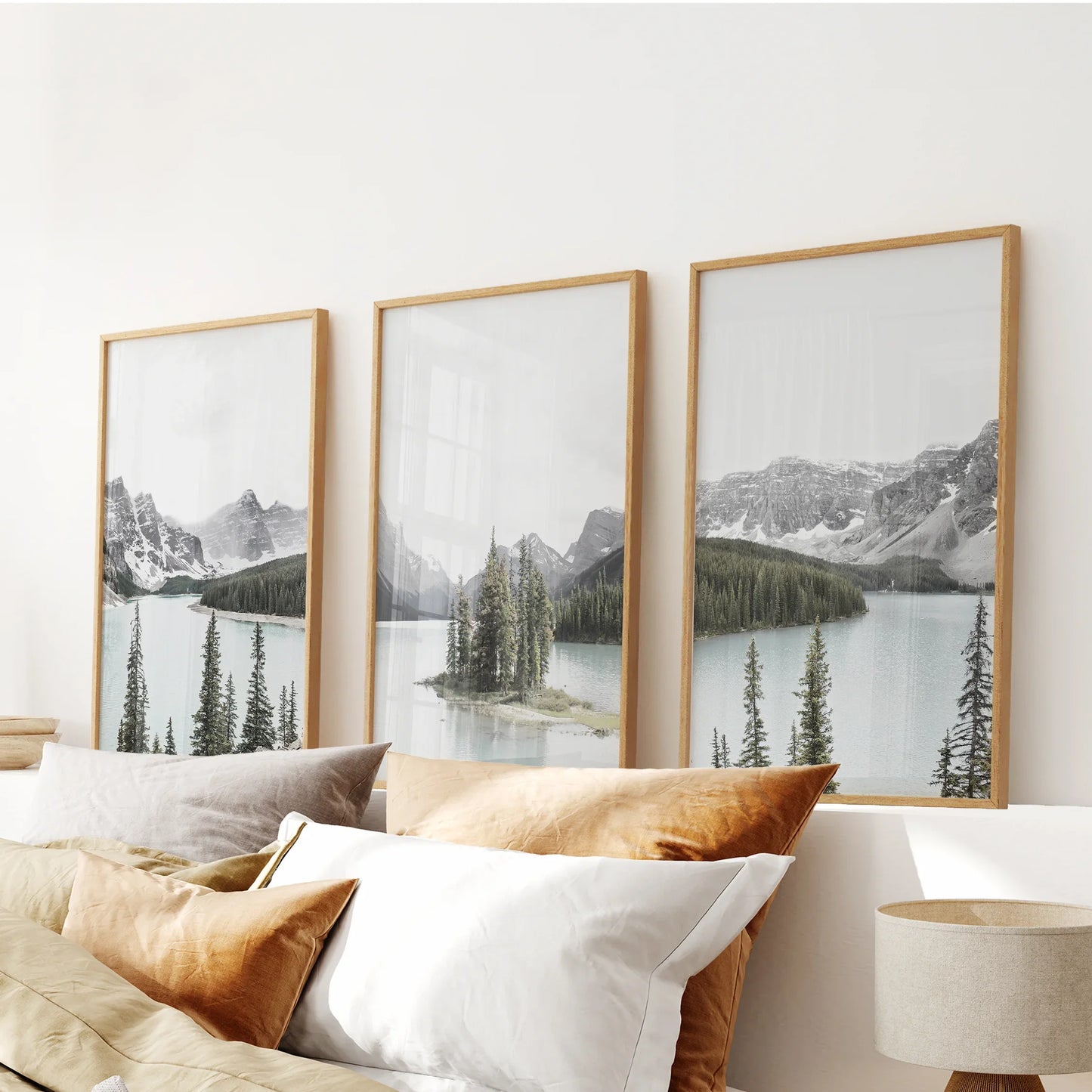 Canada Mountain Lake Wall Art, 3 Piece Nature Print Set