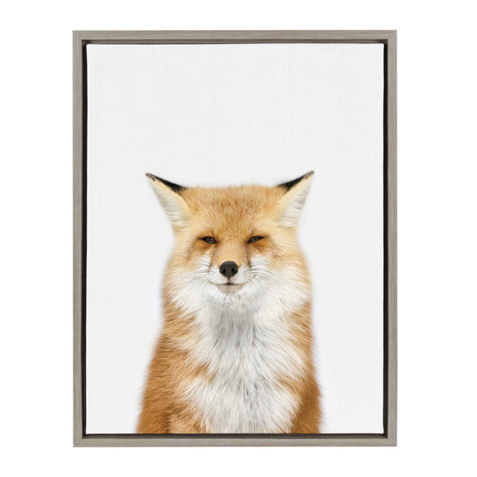 Framed canvas portrait of a russet fox with bright eyes for woodland nursery wall art