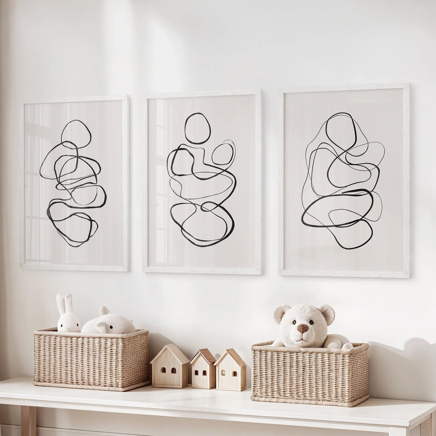 Abstract Figure Line Art Wall Art Set of 3 Minimalist Prints