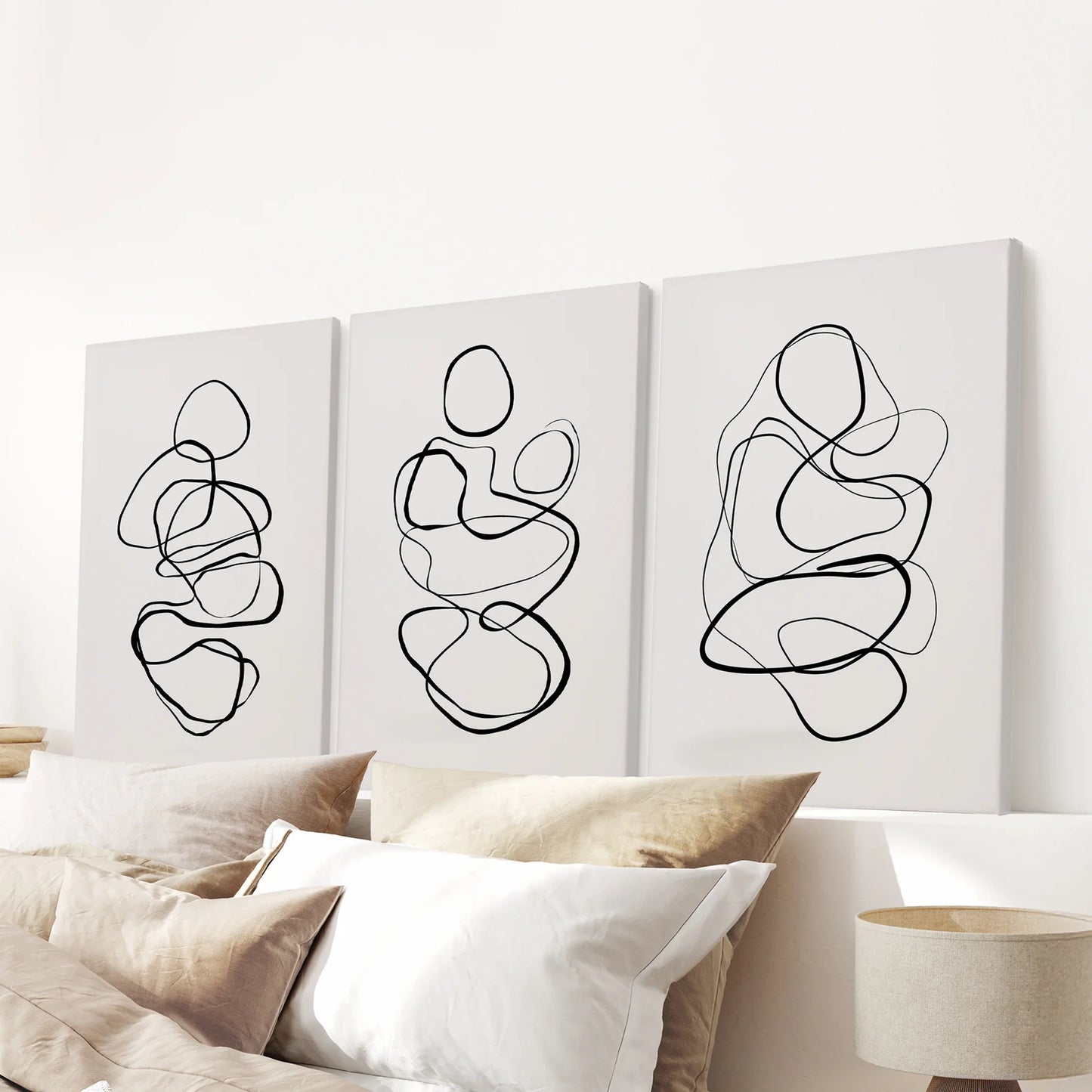 Abstract Figure Line Art Wall Art Set of 3 Minimalist Prints