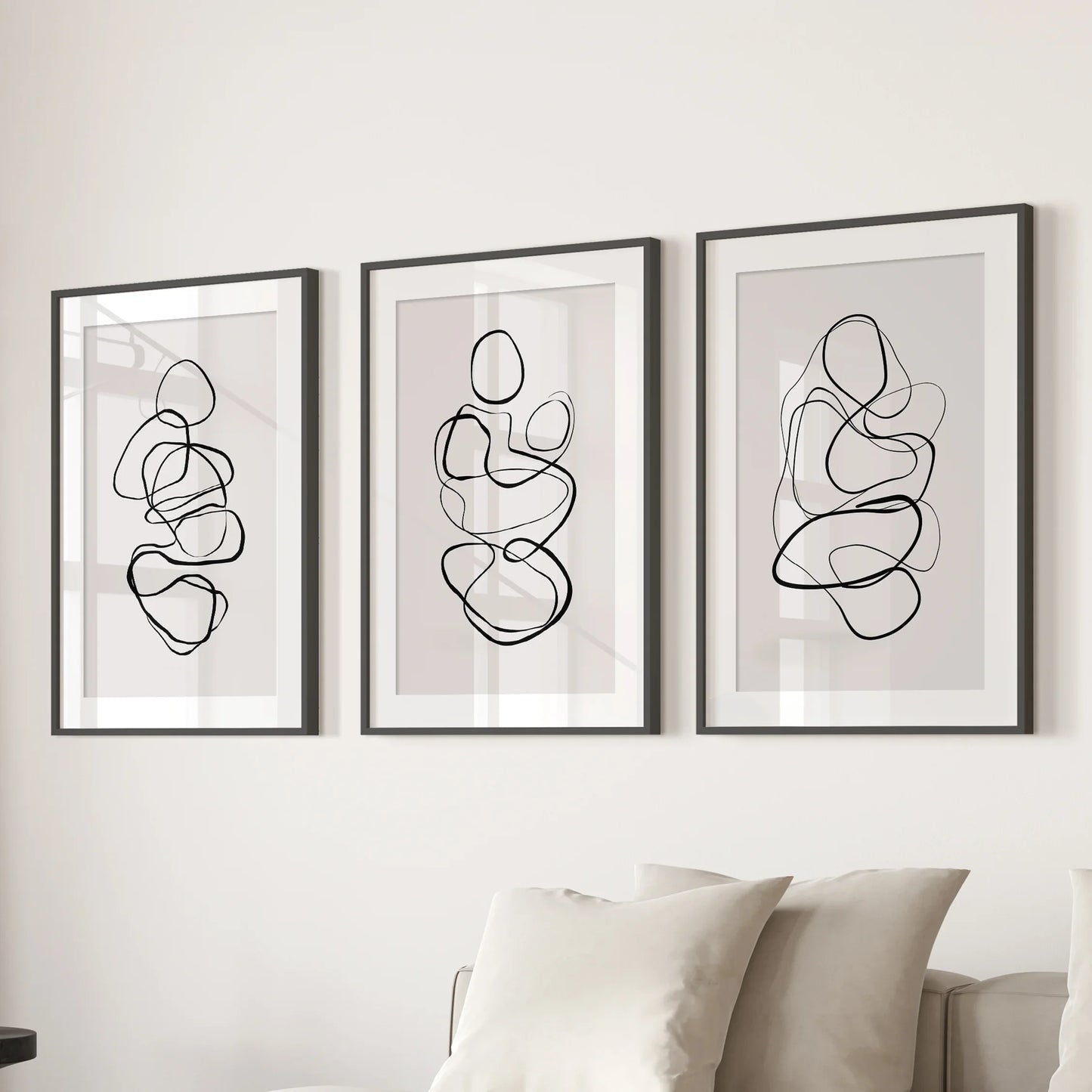 Abstract Figure Line Art Wall Art Set of 3 Minimalist Prints