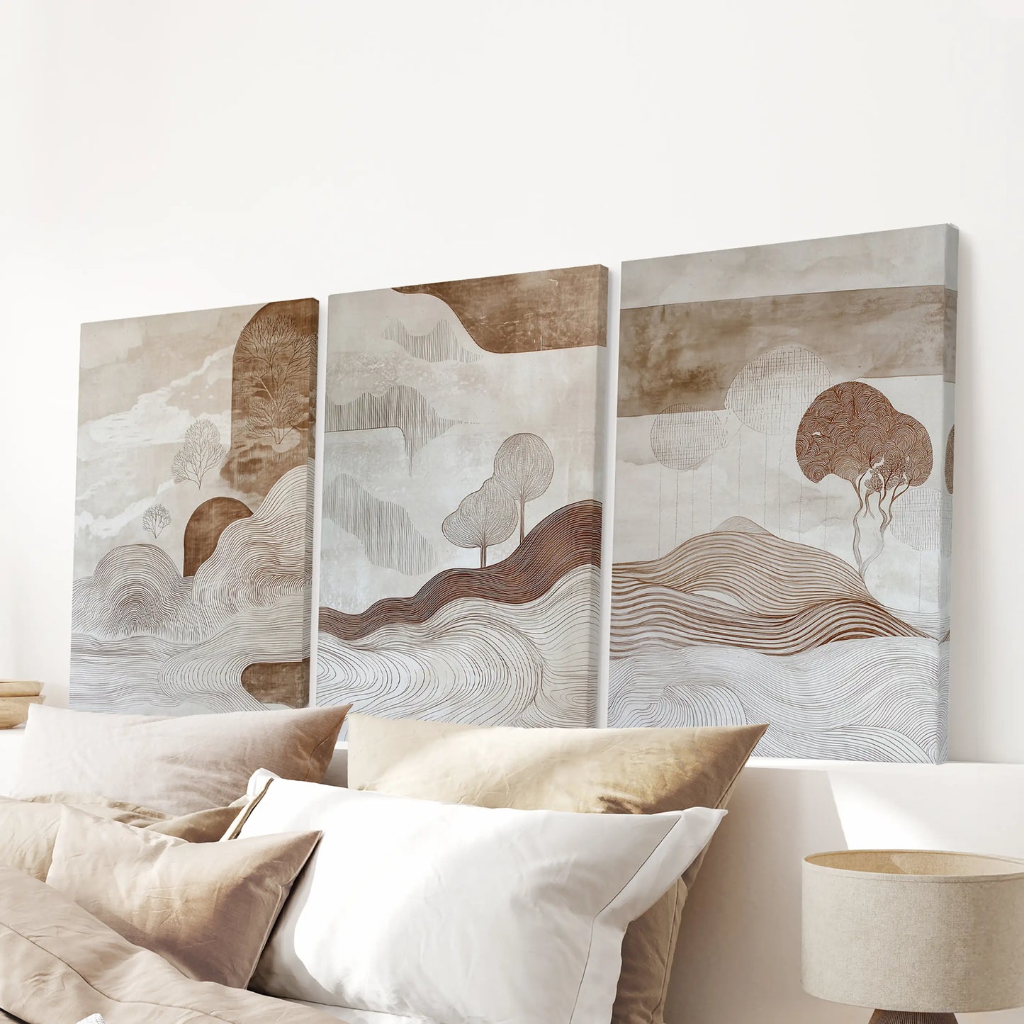 Wabi Sabi Earth Tone Landscape Wall Art Set of 3